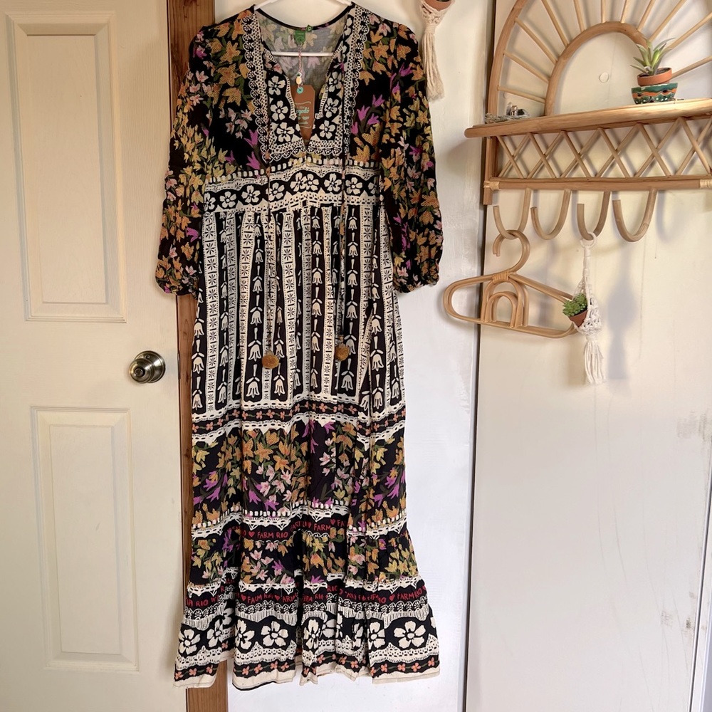 Farm Rio Maxi cropped Dress - boho beautiful print - L
